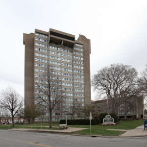 outdoor view of The Holland Highrise complex