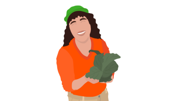 Farmer graphic holding lettuce