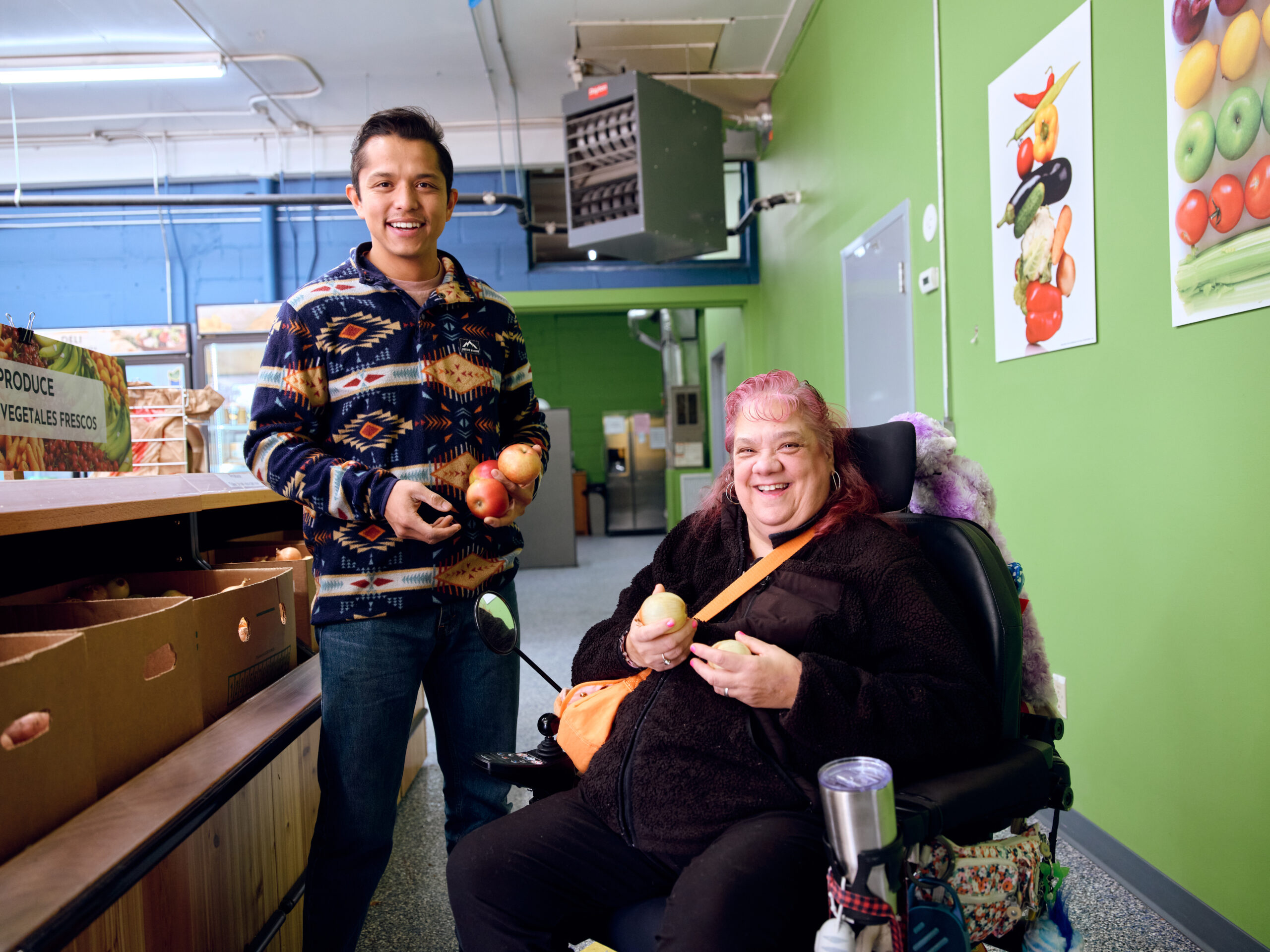 Food shelf partner at NEAR food shelf with a participant.